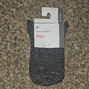 Lululemon Daily Essentials Daily Stride Sparkle Socks! Sz Large! Quarter Length!